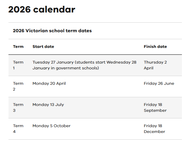 2026 Term Calendar